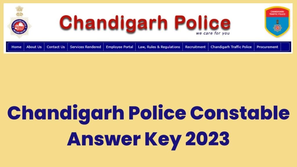 Chandigarh Police Constable Revised Answer Key 2023 Released ( Hindi)