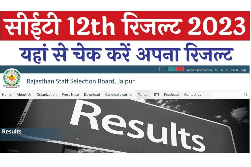 Rajasthan CET Senior Secondary Level Result 2023