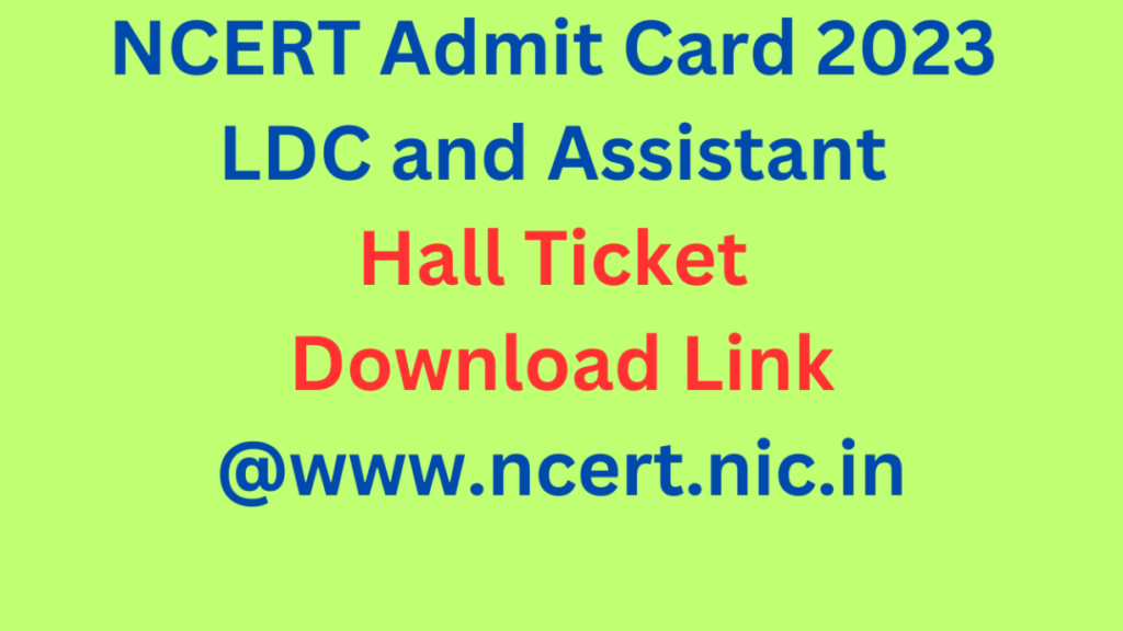 NCERT Admit Card 2023