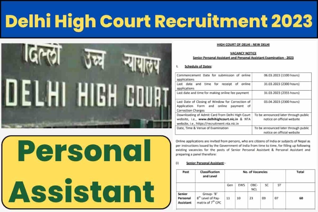 Delhi High Court PA Recruitment 2024 Exam Date, Admit Card, All Updates